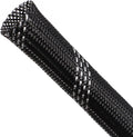 Braided Cable Sleeving, PET Expandable Braided Cable Sleeve, Flexible Mesh Sleeving Cord Management for Audio Video and Other Home Device, Cord Protector from Pets (Black Silver, 5/8" x 25ft)