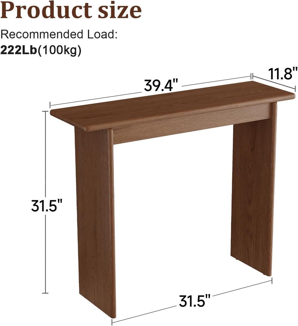 AQIMUELE Walnut Console Table Thin Rubberwood Minimalist Mid-Century Style | ...
