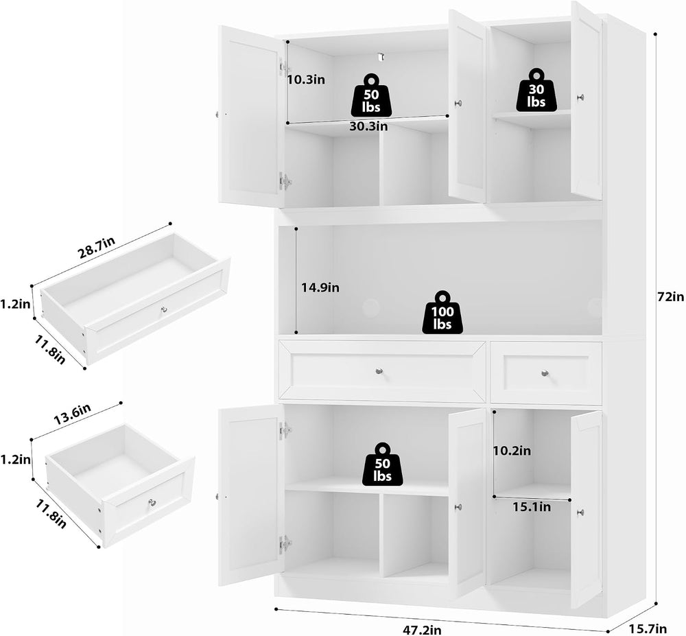 BOTLOG 2PCS Kitchen Cabinets, 71” Large Sideboard Buffet Cabinet with Storage...