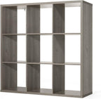 CAPHAUS Sturdy Room 13-Inch Cube Storage Organizer Shelf, with Extra Thick Exterior Edge, Open Storage Shelf Divider, Bookcase, 6-Cube / 8-Cube / 9-Cube, Colors Available in Rustic Grey Oak and White