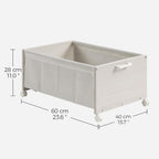 Under Bed Storage with Wheels, Wooden Under Bed Drawers On Wheels, Rolling Under Bed Shoe Storage, Space Saving,White,70L