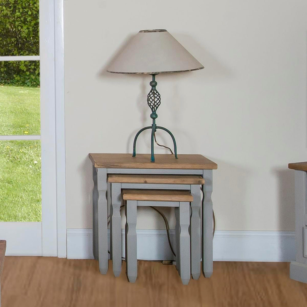Furniture Dash Wood Nest of 3 Tables Corona Gray