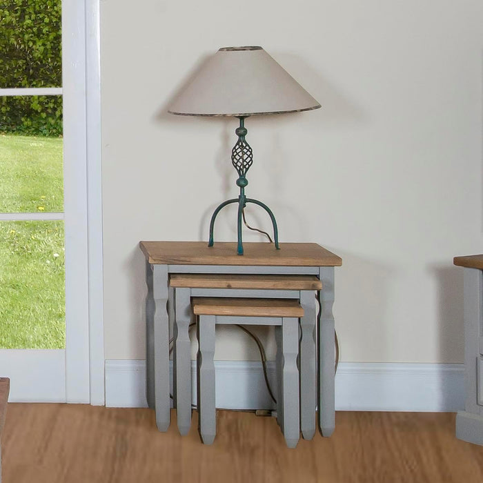 Furniture Dash Wood Nest of 3 Tables Corona Gray