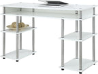 Convenience Concepts Designs2Go No Tools Student Desk 47.25" - Contemporary Office, Dorm Room Desk and Vanity with Storage Shelves, White