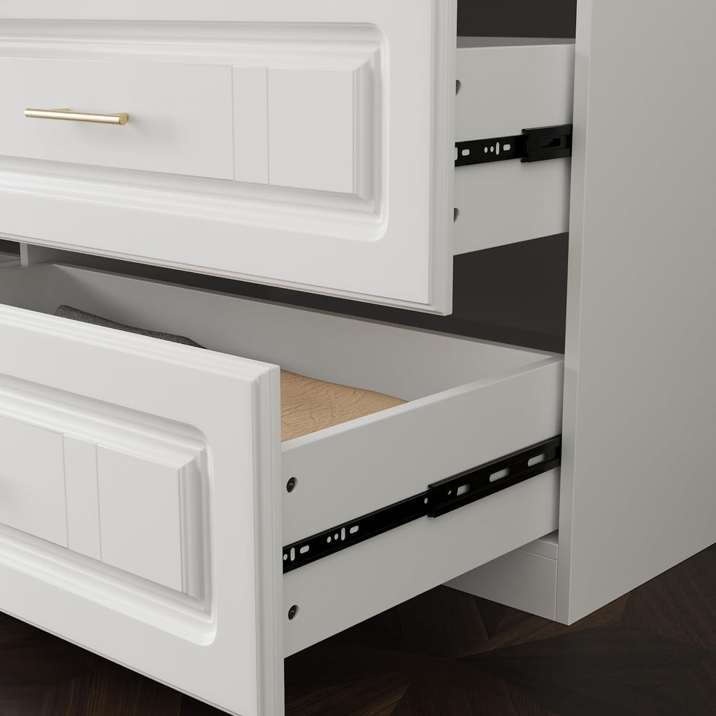 74.2" Tall Closet Storage Cabinet for Bedroom, Almirah for Clothes,White Standing Wardrobe Storage Closet Cabinet with 4 Doors and Shelves, Armoire Wardrobe with 4 Drawers and Hanging Rod