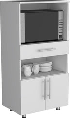 24.4" D*16.5" W*48.03" H Freestanding Kitchen Pantry with Dawer & 2 Open Shelves, Lower Double Door, Rectangular Pine Storage Cabinet, Modern Minimalist, for Living Room, Dining Room, White