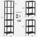 TUTOTAK Bookshelf, 6-Tier Tall Book Shelf, Narrow Bookcase for Small Space, DIY Stackable Bookshelf, for Living Room, Office, Study, Entryway, Industrial, Black BS01BK006