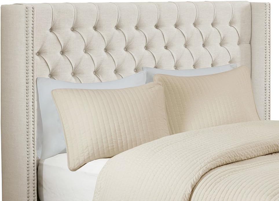 Upholstered Queen Headboard, Cream