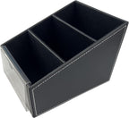 AgentMoon Classic Remote Control Holder,Professional Slope Design Imitation Suede Fabric Storage Box,3-Compartment Desk Clutter Organizing Box.6.3x5.1x5.2 inches,10.8oz/308g(Black 1PCS)