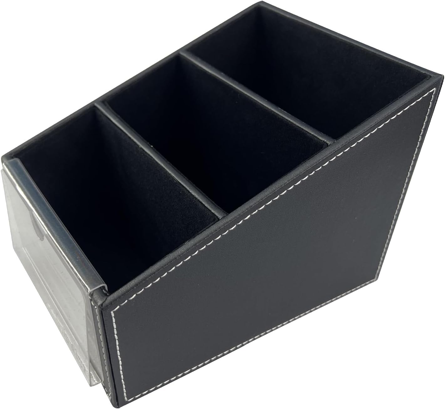 AgentMoon Classic Remote Control Holder,Professional Slope Design Imitation Suede Fabric Storage Box,3-Compartment Desk Clutter Organizing Box.6.3x5.1x5.2 inches,10.8oz/308g(Black 1PCS)