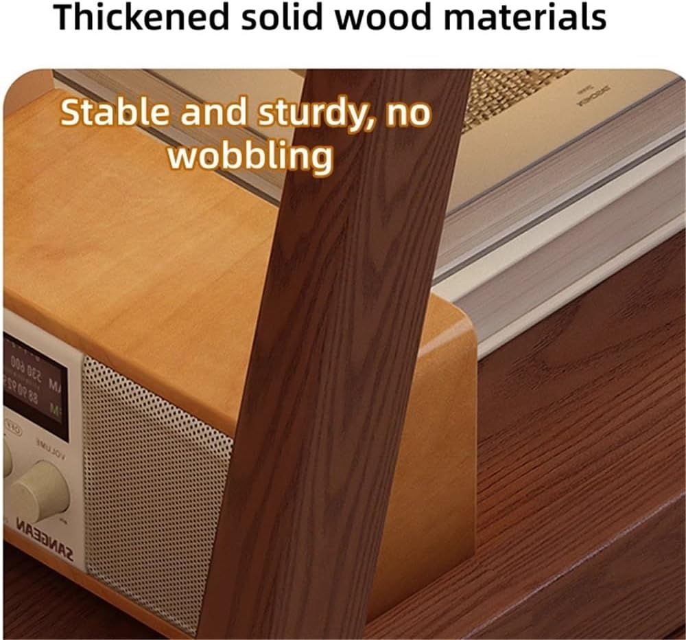 Movable Sofa Side Table with Glass, 2 Tier End Table with Wheels, Small Table...