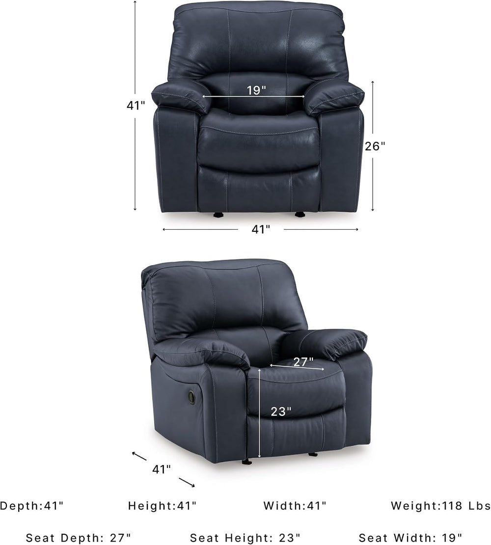 Signature Design by Ashley Leather Power Rocker Recliner Chair, Ocean Blue