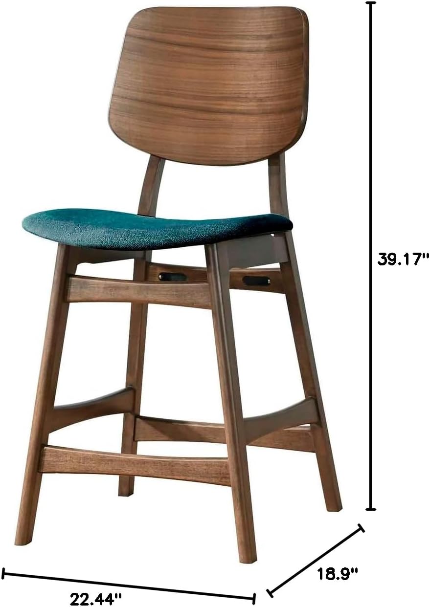 New Classic Furniture Oscar Wood Counter Chair with Teal Cushion (Set of 4), ...