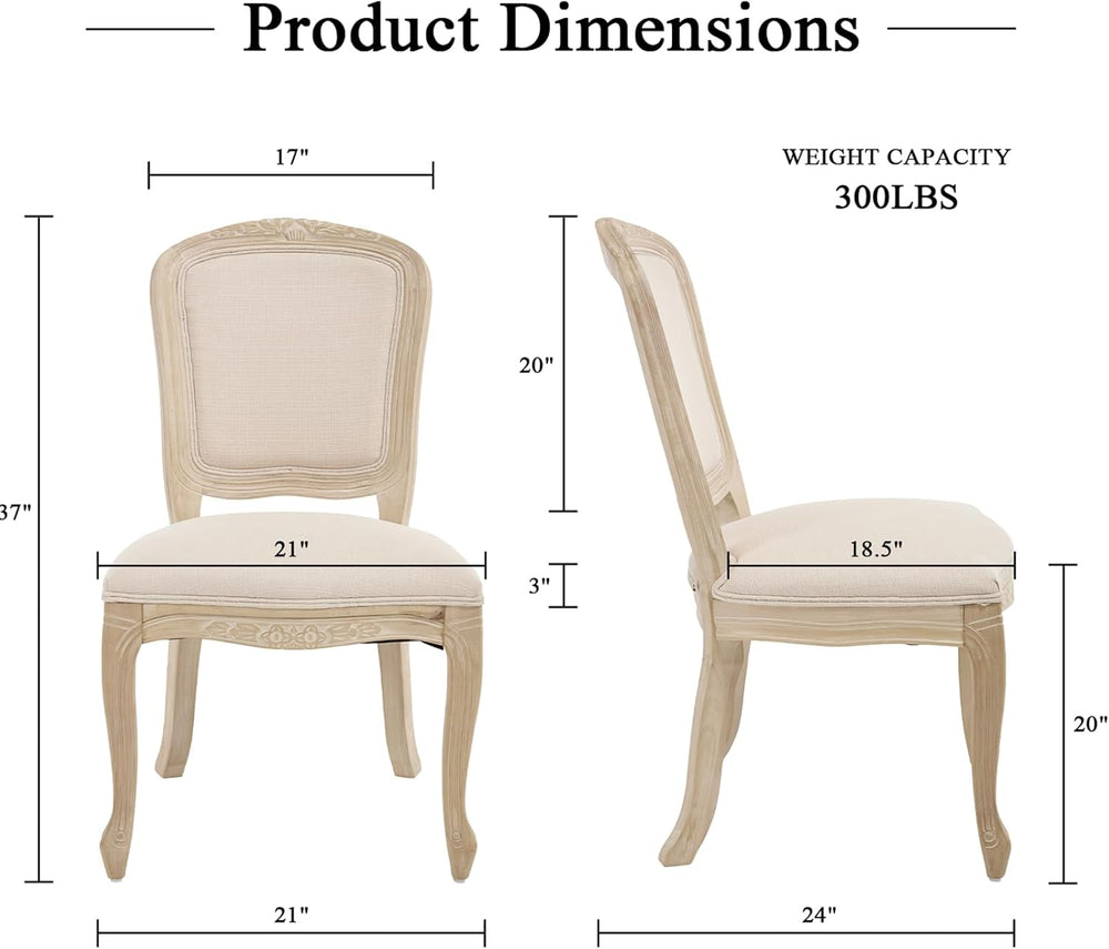 Kmax French Dining Chairs Set of 2, Farbric Upholstered Dining Chairs with El...