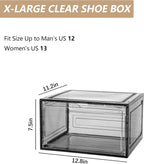 Attelite Shoe Box, Upgraded Large Clear Shoe Storage Box Stackable, 8 Pack Thicken Plastic Shoe Containers, Drop Front Large Magnetic Door,Shoe Storage Organizer for Display Sneakers