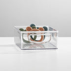 mDesign Small Plastic Baby Nursery and Food Organizer -Storage Holder Bin with Handles for Closet, Cupboard, Cabinet, Drawers, Shelves - Holds Canned Food, Bottles, Formula - Ligne Collection, Clear