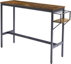 Bar Table Set with Wine Bottle Storage Rack. Rustic Brown,47.24'' L x 15.75'' W x 35.43'' H, One Size