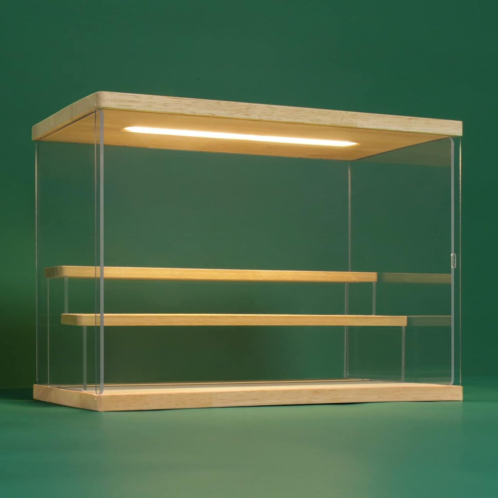 NONEMEY Clear Acrylic Display Case Stand with Led Light 2/3/4/5/6 Tier Storage Box Showcase Dustproof Organizer Box for Collectibles (3Tier 12.4*7*9inch)