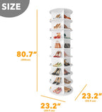 SpaceAid 9 Tier Rotating Shoe Rack Tower, Spinning Shoe Display Lazy Susan, Revolving 360 Shoe Rack Storage Round Carousel, Vertical Handbag Rotate Shoes Closet Organization (9-Tier White)