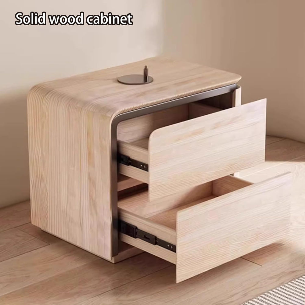 Nightstand Wooden, Bedside Table PU Finish, 2 Drawers Bedside Tables, Side Be...