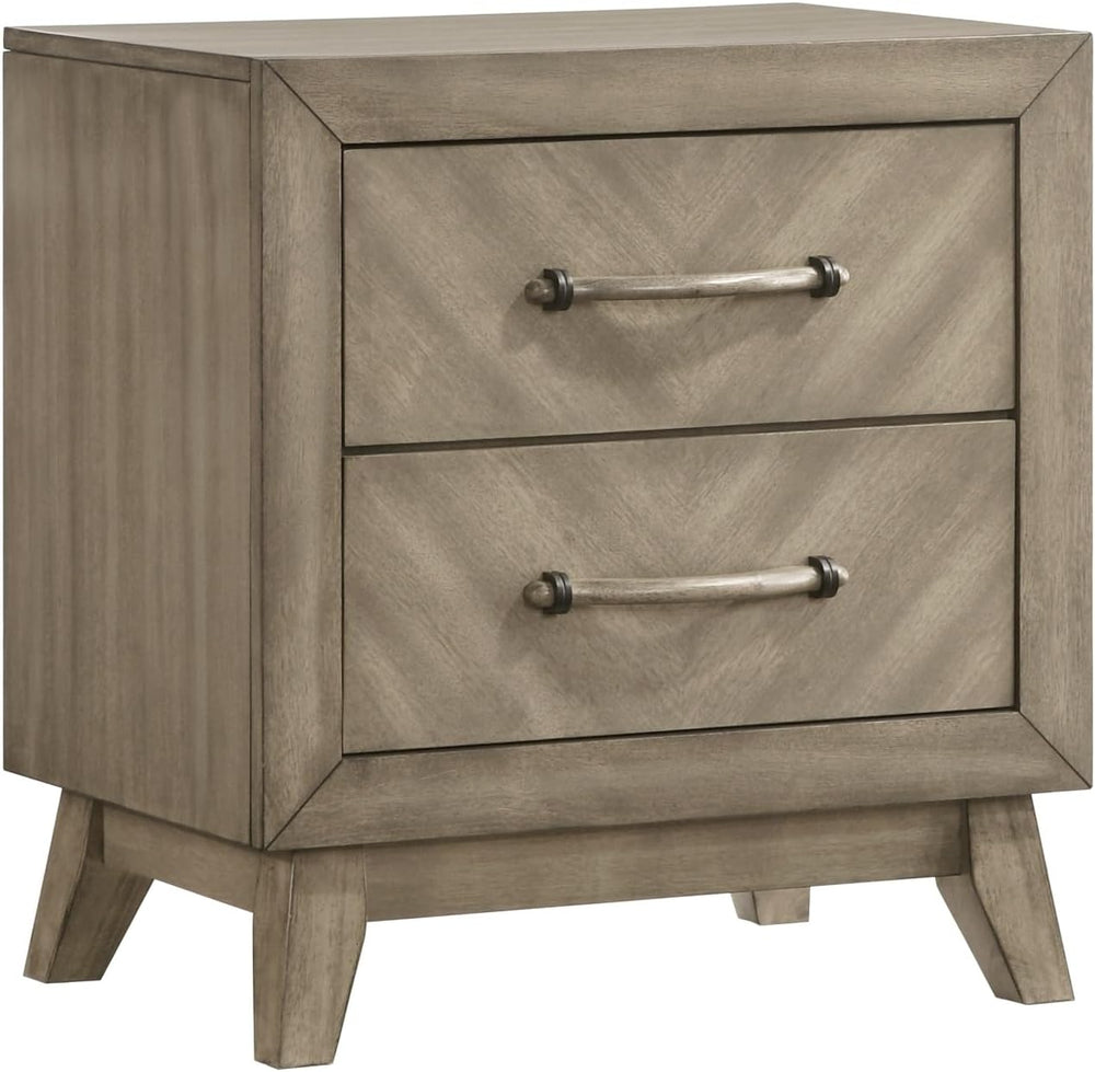 Contemporary 2-Drawer Nightstand, Antique Gray,for Small Spaces
