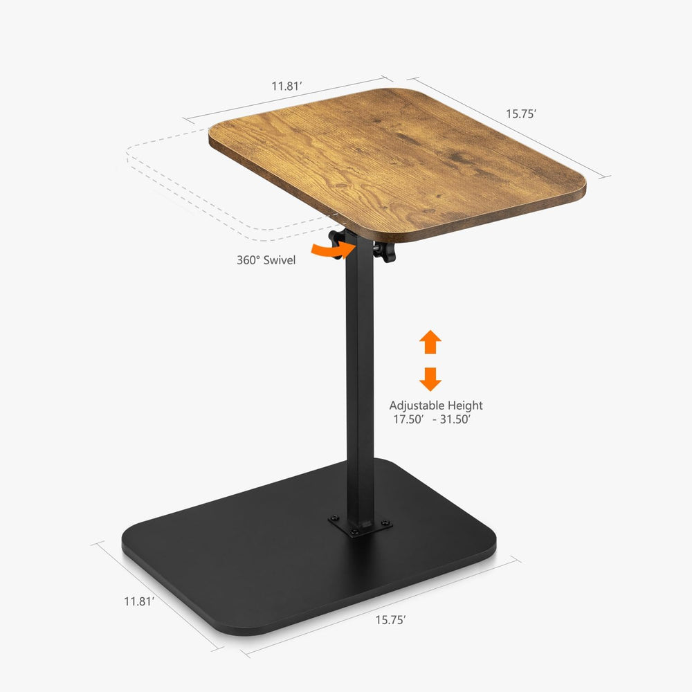 ZEAPTAC C-Shaped Side Table, 360° Swivel Height Adjustable, Lightweight Porta...