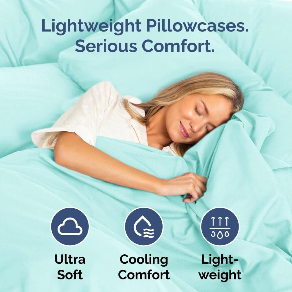 Queen Pillow Cases - 2 Pack - Super Soft Pillowcase Covers - Envelope Enclosure - Hotel Quality Pillow Protectors - Wrinkle Free, Shrink and Stain Resistant - Machine Washable - 20" x 30" (Spa Blue)