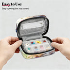 Watercolor Cute Cat Butterfly Pill Organizer Travel Medicine Case with Zipper Daily Vitamin Storage Bag Portable 8 Slot Weekly Pill Box Supplement Holder for Home Office Gym Travel