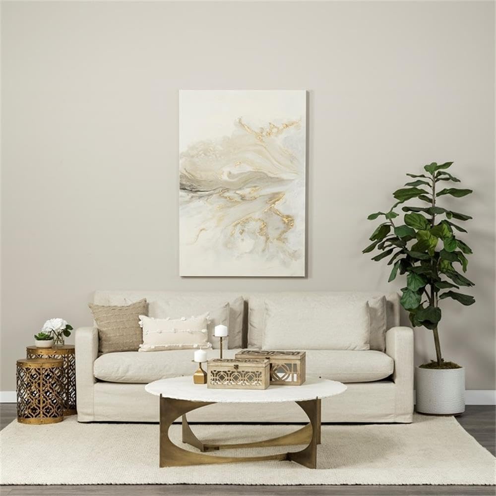 Pemberly Row Gold Cylindrical Metal Accent Tables, Set of 2, 16x15 in, Antiqu...