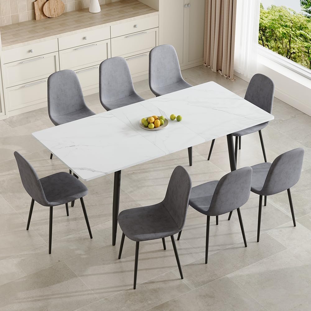 FURNITO Dining Table Set for 8, 59"-75" Extendable Dining Room Tabl...