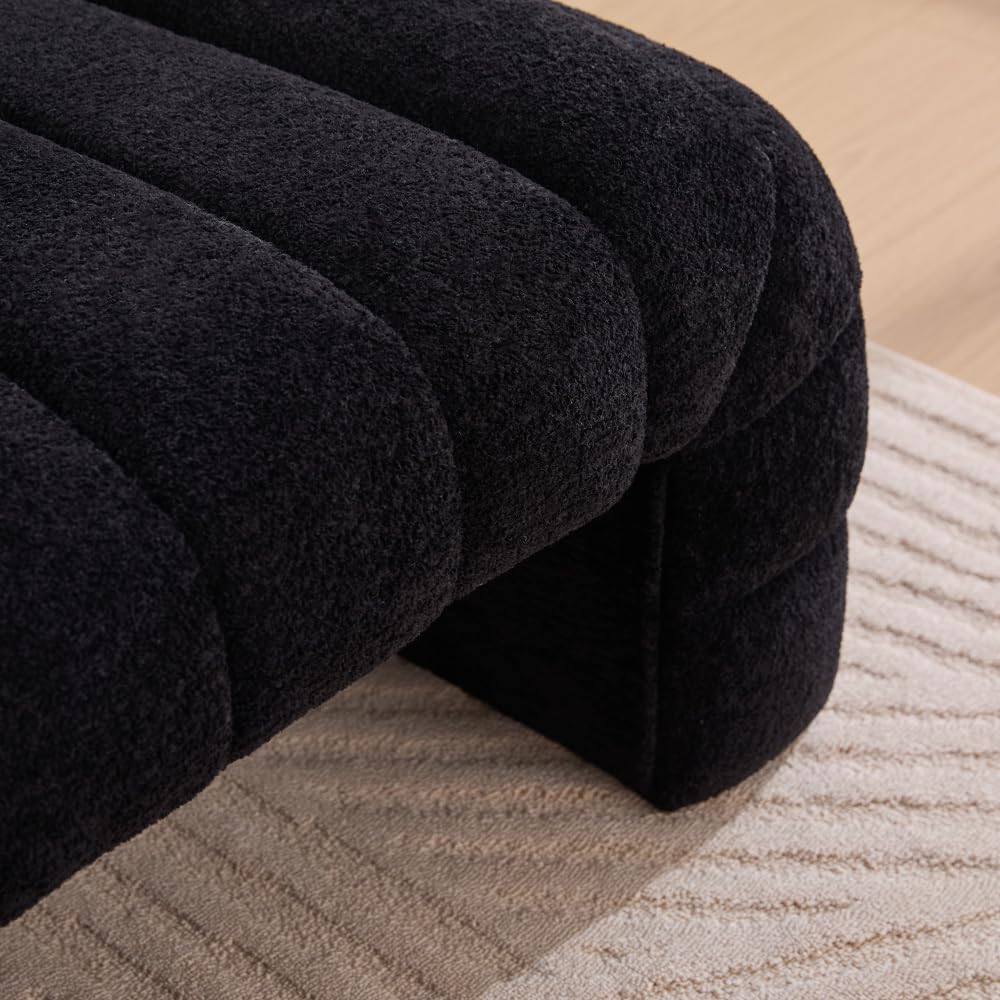 Modern Armless Bed Bench - Channel Tufted Chenille Upholstered, Multi-Use as ...