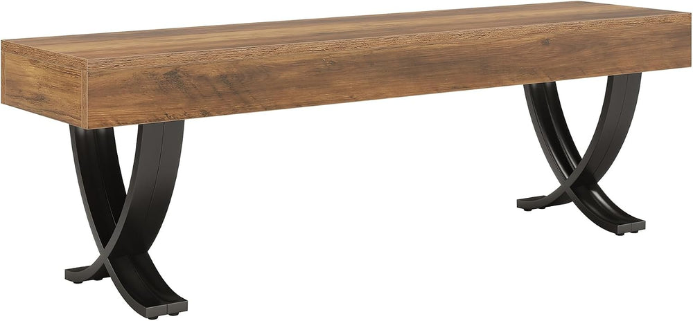 Tribesigns Entryway Shoe Bench, 55-Inch Wooden Shoe Bench with Metal X-Shaped...