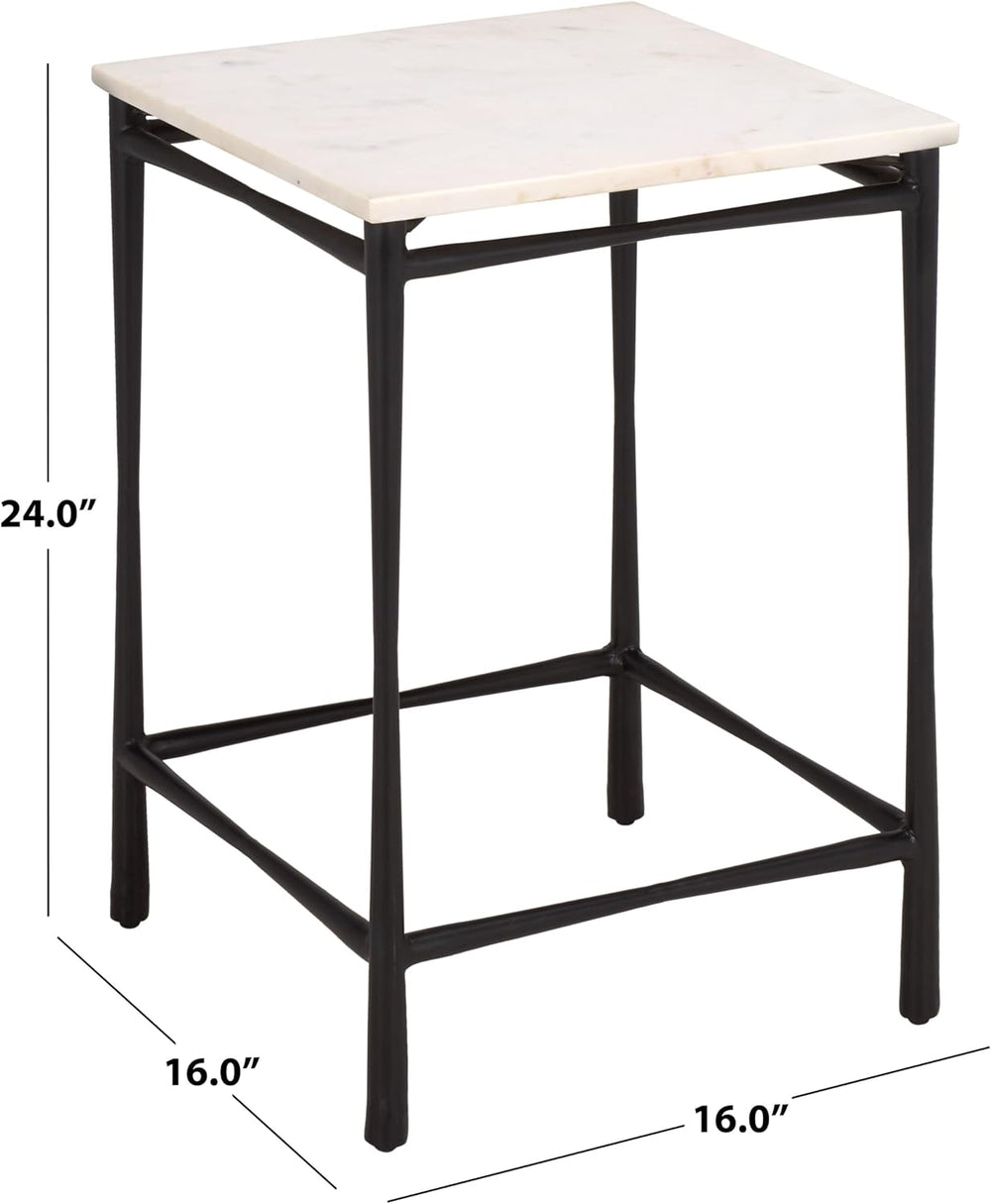 SAFAVIEH Furniture - Nadezhda Accent Table - White & Black - Marble Top M...