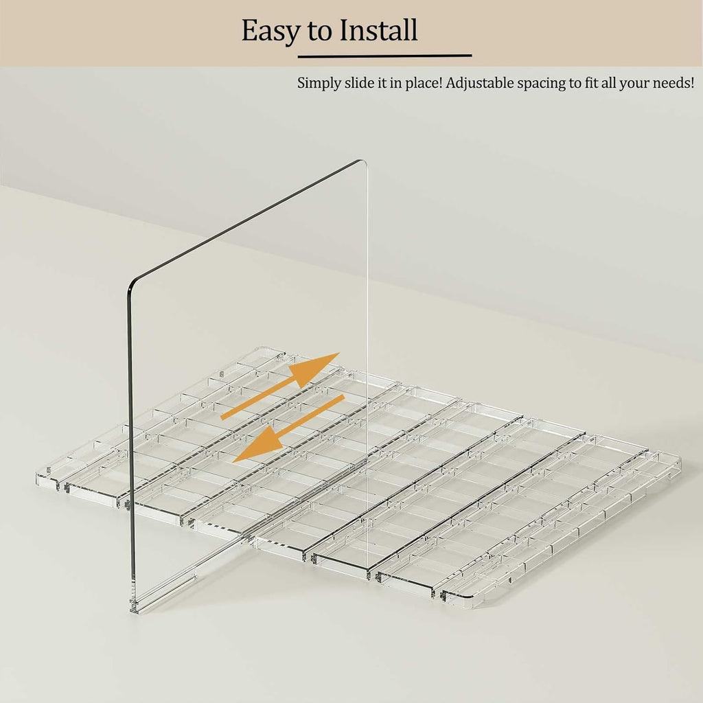 Purse Organizer for Closet - 2 Pack Acrylic Clear Shelf Dividers, Adjustable Bag Handbag Book Storage Organizer for Bedroom Office, Square