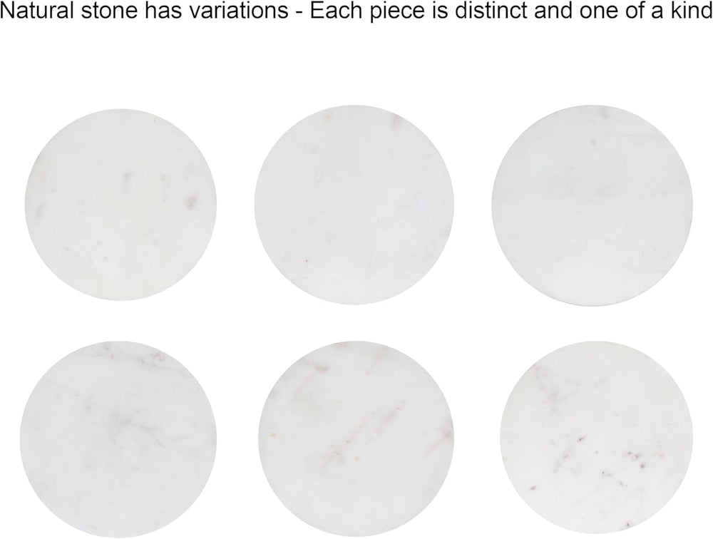 Kate and Laurel Squires Modern Marble Round Side Table, 16 x 16 x 24, White M...