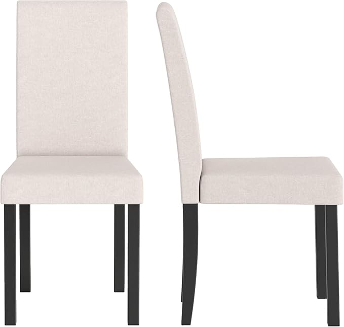 COSTWAY Fabric Armless Dining Chairs Set of 2, Upholstered Kitchen Side Chair...
