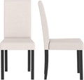 COSTWAY Fabric Armless Dining Chairs Set of 2, Upholstered Kitchen Side Chair with Rubber Wood Legs, Padded Seat & High Backrest, Mid-Century Modern Accent Chairs for Living Room Restaurant (Beige)