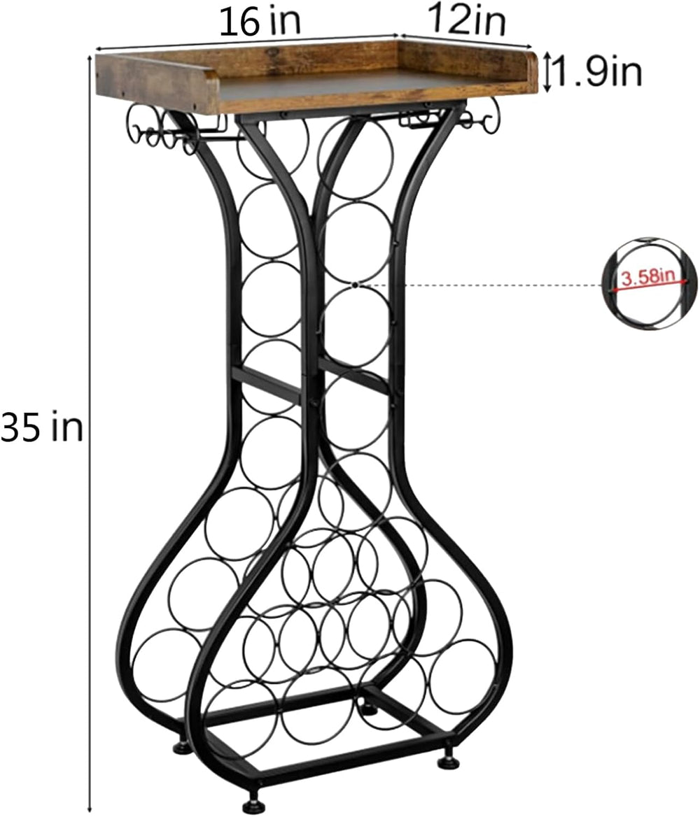 Wine Rack Freestanding Floor, Freestanding Wine Racks with 14 Bottles Wine Gl...