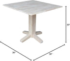IC International Concepts 36" Square Dual Drop Leaf Dining Table Solid Real Wood, Sturdy Parawood, 36"W x 36"D x 30"H, Unfinished