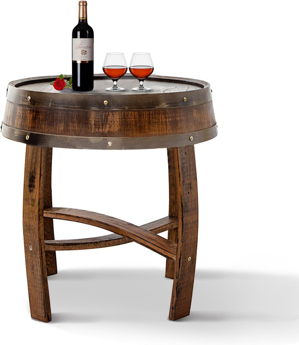 Farmhouse Coffee Table, Round Rustic End Table - Solid Wood Living Room Side ...