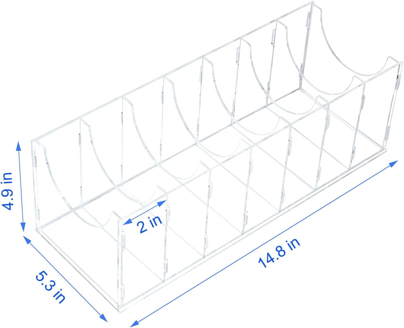 ECOSEAO Clear Acrylic 7 Compartment Belt Organizer, Adjustable DIY Divider Dustproof Belt Storage Box, Closet Holder for Men Belts Ties Jewelry Accessories (7 Ties)