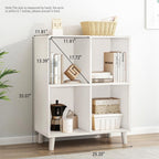IOTXY Open Cube Low Bookcase - 2-Tier Freestanding Storage Display Cabinet Organizer with Legs for Home Office, 4-Cubes Open Shelf Short Bookshelf, White