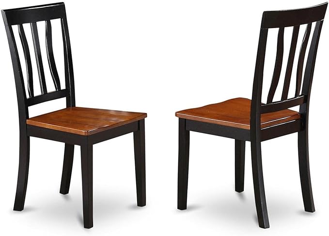 East West Furniture ANTI3-BLK-W 3 Piece Kitchen Table & Chairs Set Contains a Round Dining Room Table with Pedestal and 2 Solid Wood Seat Chairs, 36x36 Inch, Black & Cherry