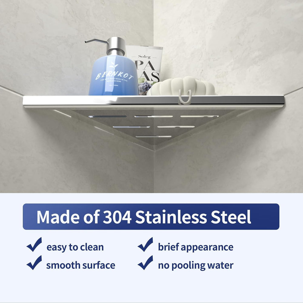 8‘’ Corner Shower Shelf 2PCS, 304 Stainless Steel Recessed Bathroom Shelves f...