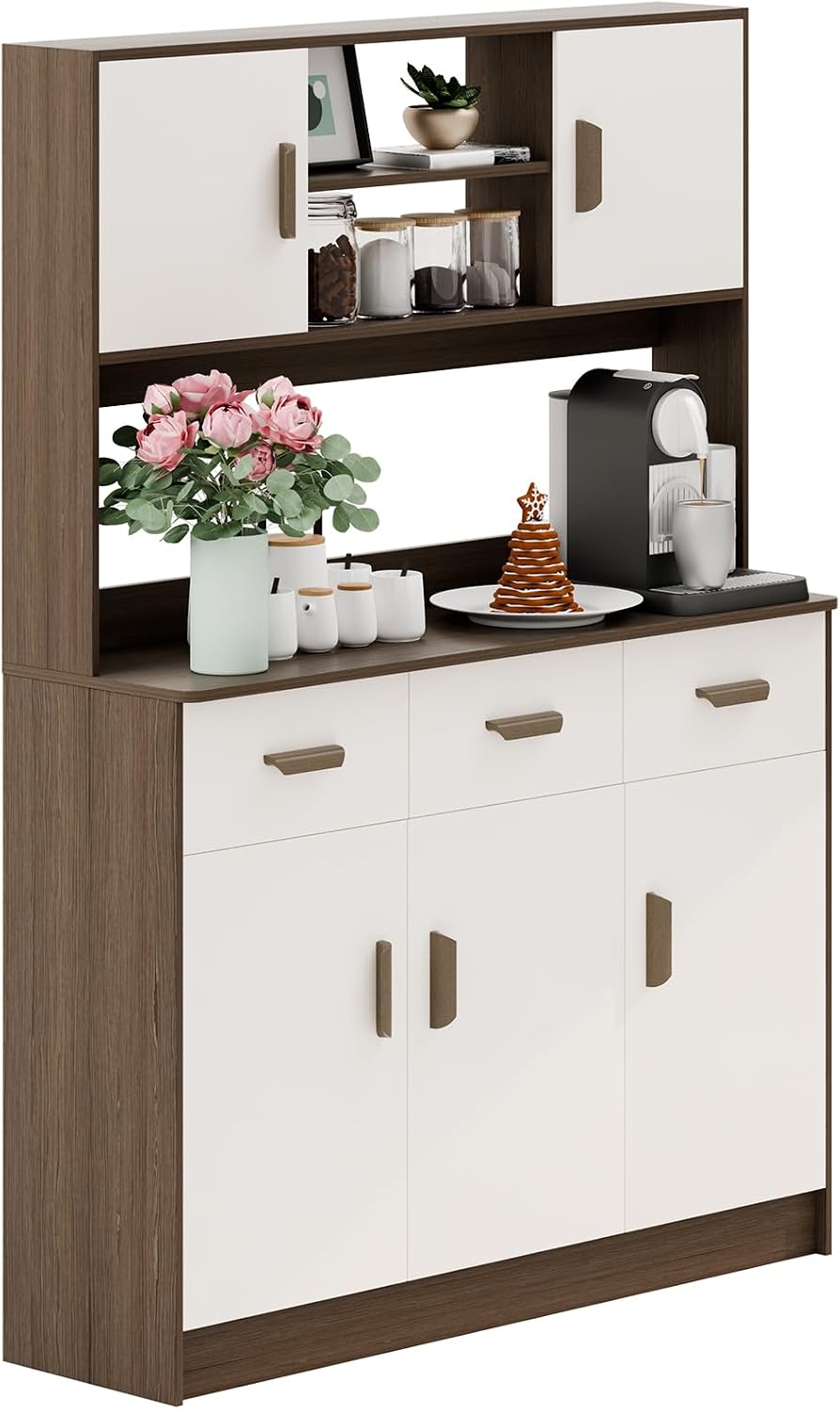 Talent Star Pantry Cabinets for Kitchen Storage, Freestanding Hutch Cabinet w...