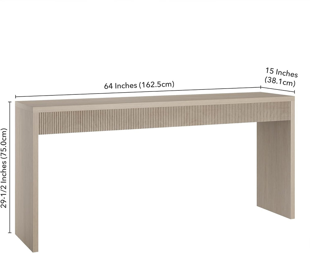 Henn&Hart 64" Rectangular Fluted Console Table, Ribbed Entryway Tabl...