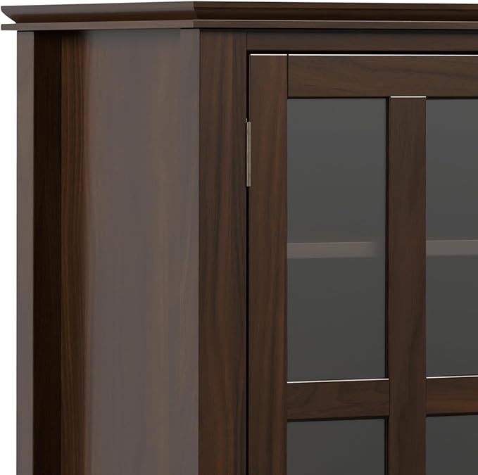 SIMPLIHOME Artisan TV Stand - 53 inch Wide Solid Wood Tall Media Console in Tobacco Brown, Contemporary Entertainment Center for Living Room for TVs up to 60 Inches with Drawers and Cable Management