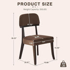 Modern Wood Dining Chairs Set of 4, Velvet Upholstered Kitchen Chairs with Open Curved Backrest & Black Hardwood Legs for Vanity, Living Room, 350 LBS Capacity, Brown