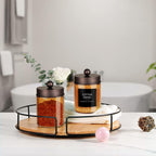 Amolliar Bronze Glass Apothecary Jar With Metal Lid & Stickers, Bathroom Qtip Dispenser Storage Canister, Perfect for Cotton Balls, Cotton Swabs, Makeup Pads, Bath Salt, Floss, 1 Pack (Bronze)