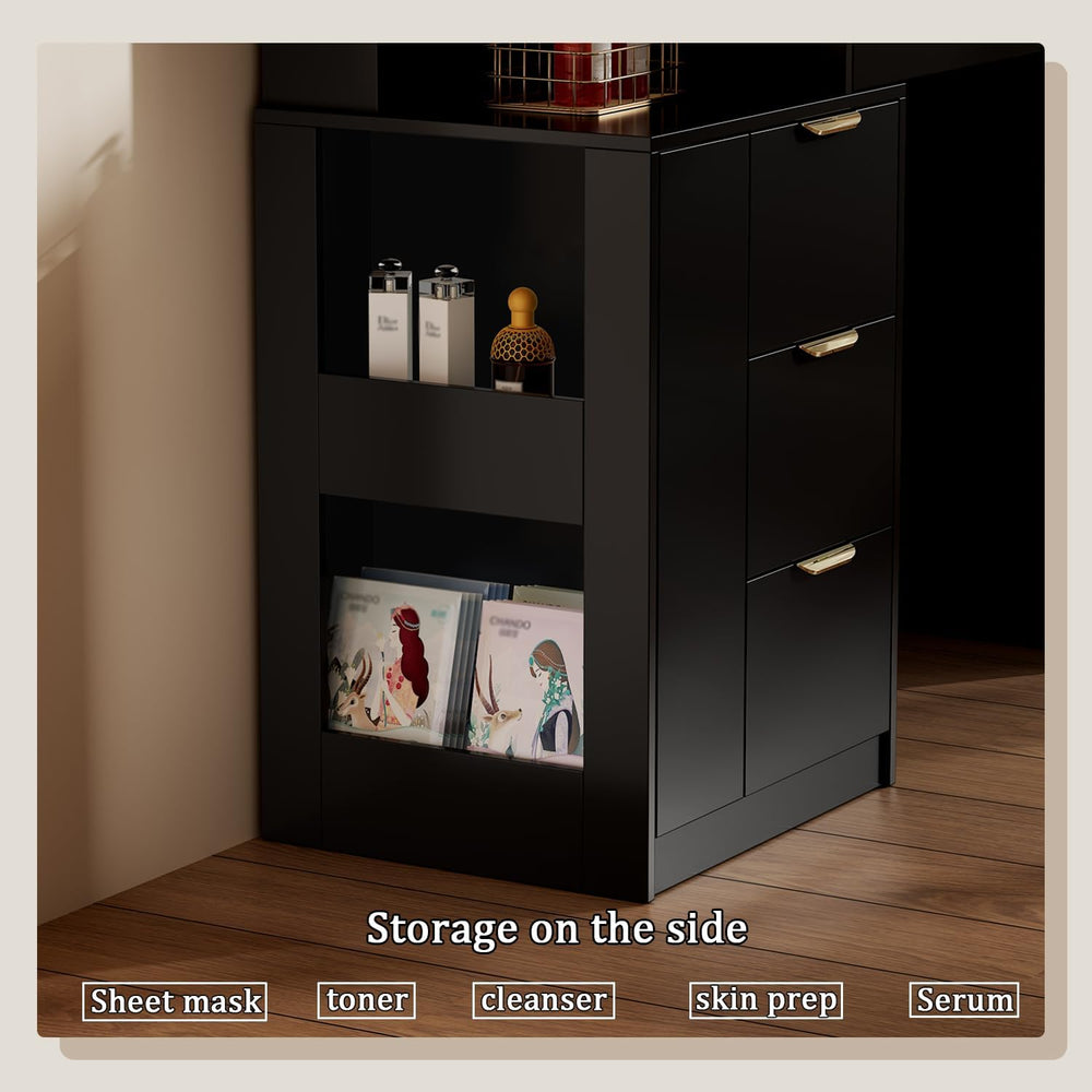 Chrangmay 55.4" Big Modern Vanity Desk with Mirror and Lights,Makeup Van...